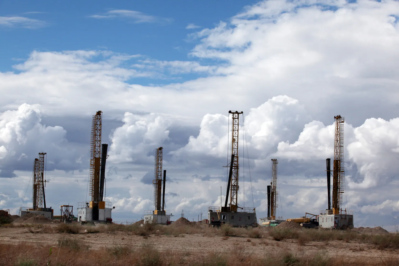 Drilling rigs at an exploration drilling site