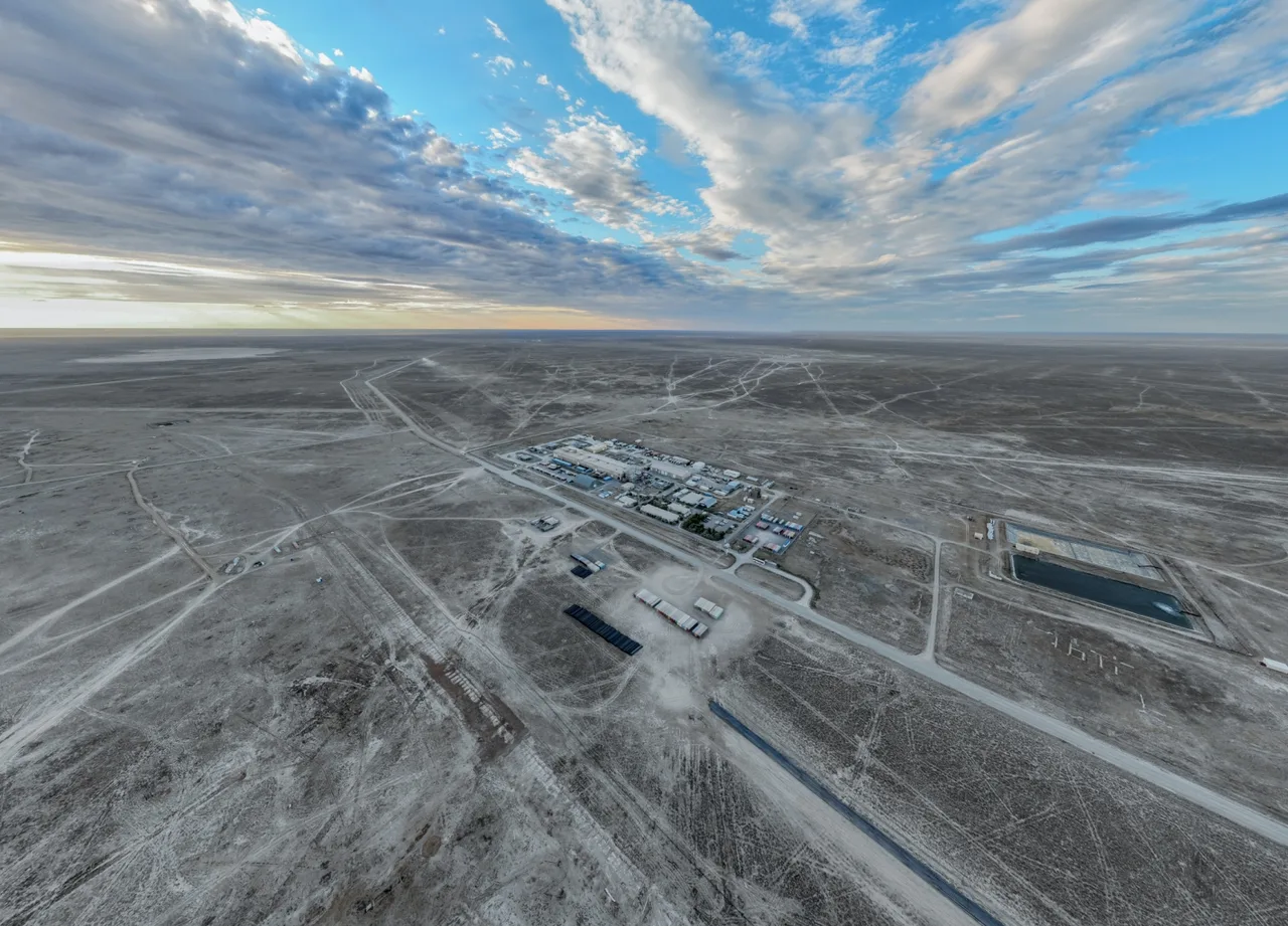 Panorama of an industrial site in the Kazakh steppe